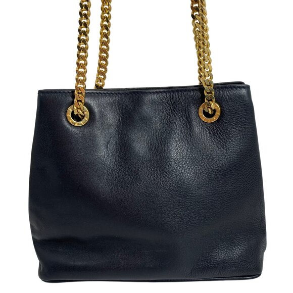 VTG PALOMA PICASSO Mini Black Leather Gold Tone Chain Strap Shoulder Handbag - Picture 4 of 14